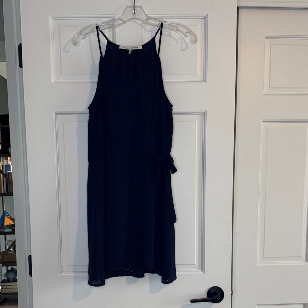 Collective Concepts Navy Sleeveless Tie-Detail Mini Dress